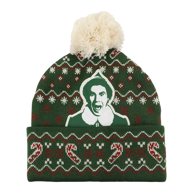 Elf™ Buddy the Elf Face Green Pom Pom Beanie