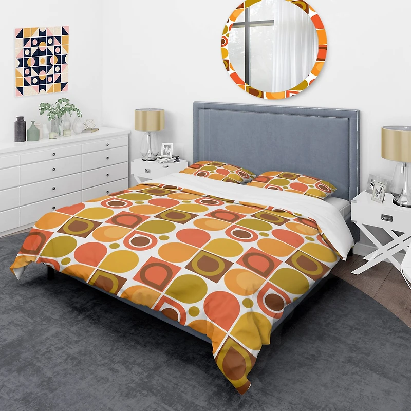 Designart 'Abstract Retro Geometric Pattern VI' Mid-Century Duvet Cover Set