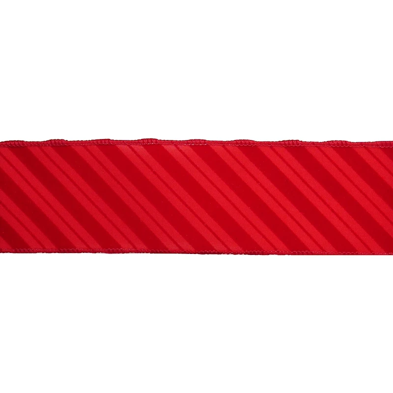 2.5" x 20ft. Red Diagonal Stripes Wired Ribbon by Celebrate It®