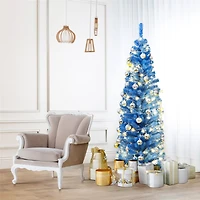 Costway 6ft.Unlit Blue Pencil Slim Tree Artificial Christmas Tree