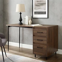 Walker Edison 52" Dark Walnut 3 Drawer Desk