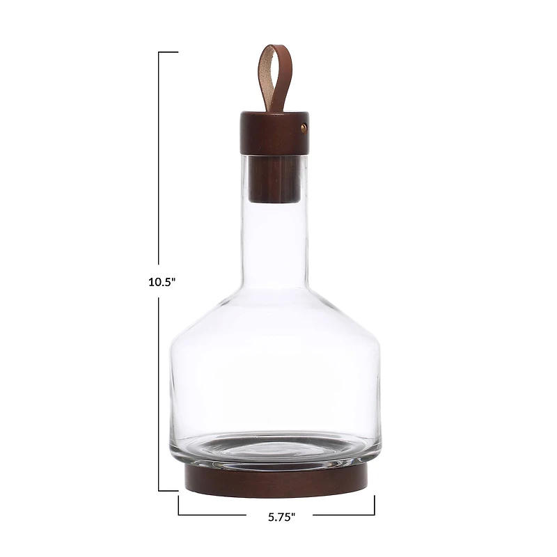 Hello Honey® 62oz. Glass Carafe with Walnut Brown Acacia Wood Base & Stopper
