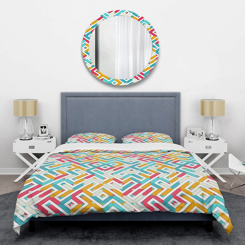 Designart 'Abstract Retro Geometry I' Mid-Century Duvet Cover Set