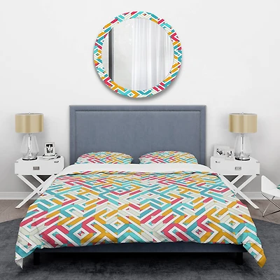 Designart 'Abstract Retro Geometry I' Mid-Century Duvet Cover Set