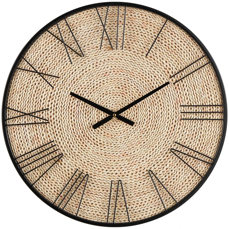 23.5" Coiled Rope Wall Clock with Black Metal Frame