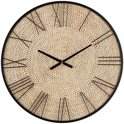 23.5" Coiled Rope Wall Clock with Black Metal Frame