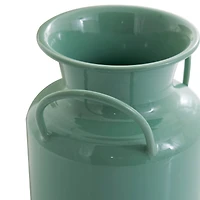 Teal and White Metal Jug Vase with Handles Set