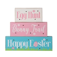 Glitzhome® 12" Easter LED Lighted Wooden & Metal Block Word Sign