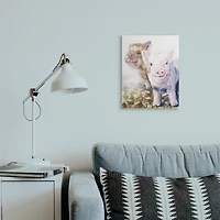 Stupell Industries Baby Piglets Smiling Adorable Farm Animals Canvas Wall Art