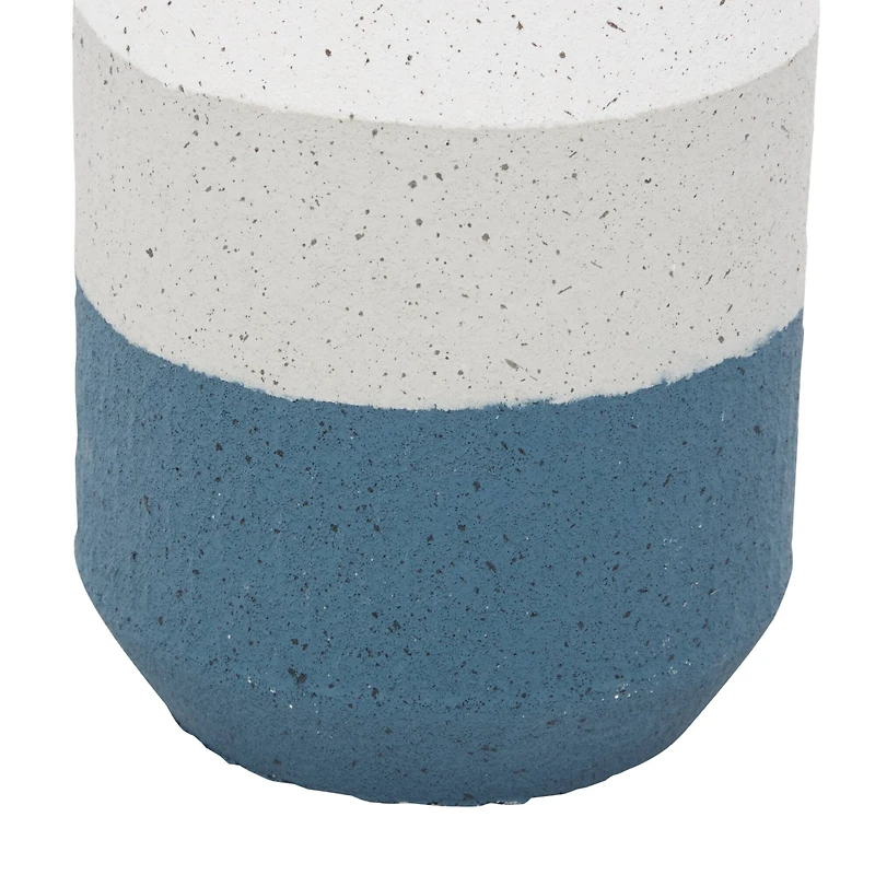 Set of 2 White Metal Coastal Style Vase 16", 14"