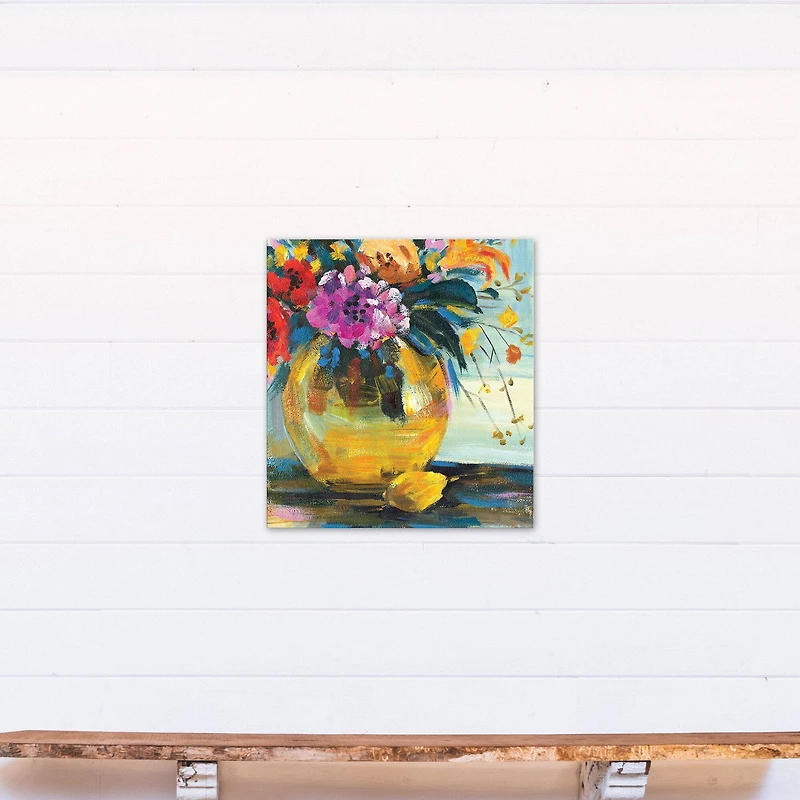 Lemon & Floral Vase Canvas Wall Art