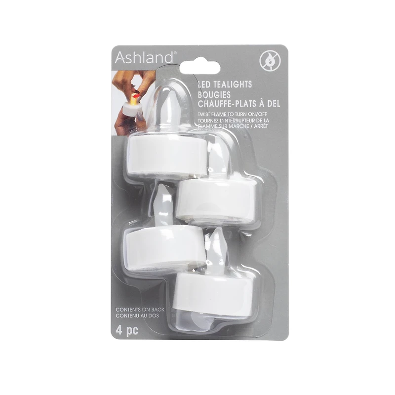 12 Packs: 4 ct. (48 total) White LED Twist Flame Tealight Candles by Ashland®