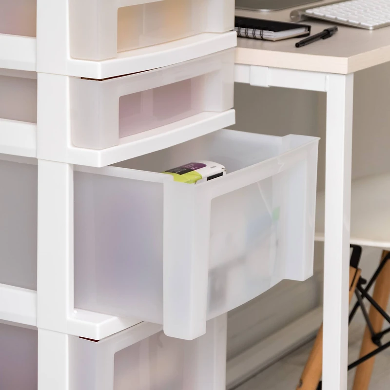 IRIS White 6-Drawer Storage Cart With Organizer Top