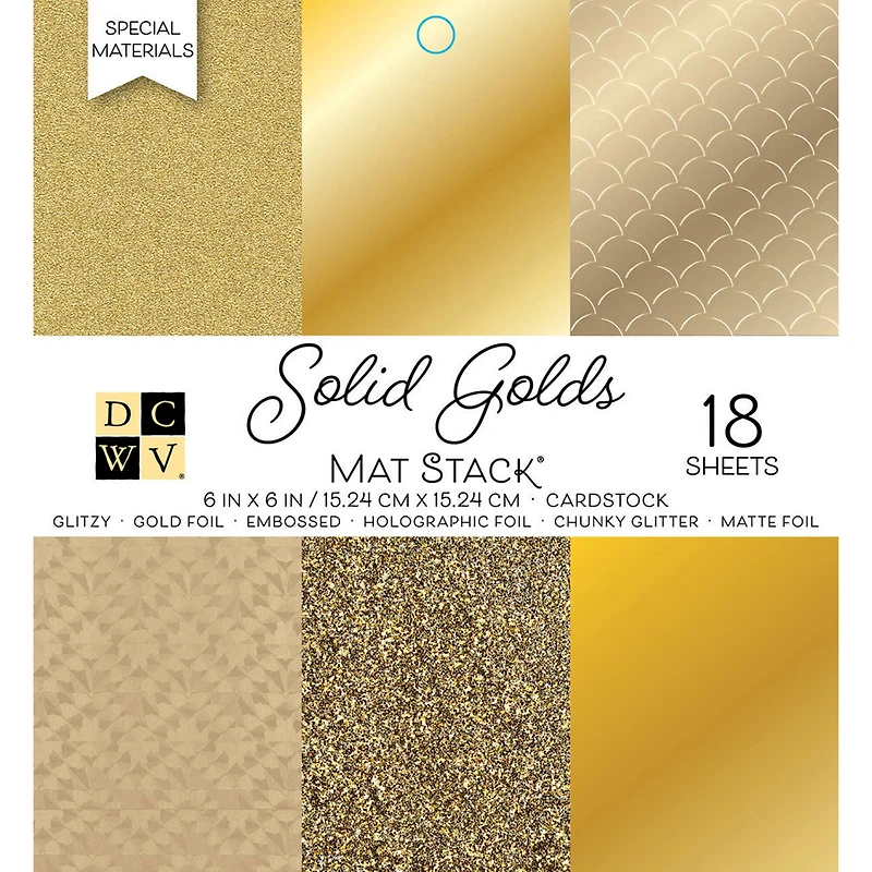 DCWV® Solid Golds Mat Stack® Cardstock Paper Pad, 6" x 6"