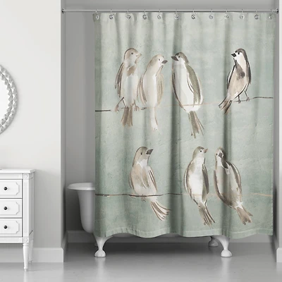 Birds on a Wire Sage 71" x 74" Shower Curtain