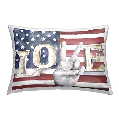 Stupell Industries Americana Love Flag, Americana Love Flag Decorative Printed Throw Pillow