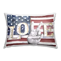 Stupell Industries Americana Love Flag, Americana Love Flag Decorative Printed Throw Pillow