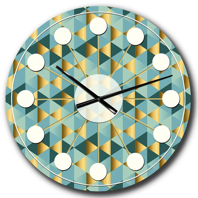 Designart 'Gold And Blue Dynamics V Mid-Century Modern Wall Clock