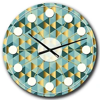 Designart 'Gold And Blue Dynamics V Mid-Century Modern Wall Clock