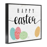 Stupell Industries Happy Easter Greeting Fun Pattern Spring Holiday Eggs Framed Giclee Art