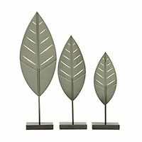 Gold Metal Contemporary Leaf Sculpture Set