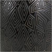 19" Black Ceramic Vase with Geometric Etchings