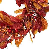 24" Berries with Leaves Artificial Fall Harvest Twig Wreath