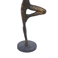 Brass Polystone Modern Sculpture, Yoga 18" x 6" x 4"