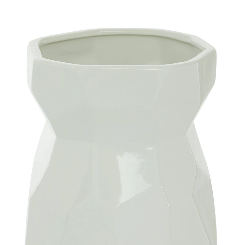 CosmoLiving by Cosmopolitan White Ceramic Modern Vase, 16" x 8" x 8"