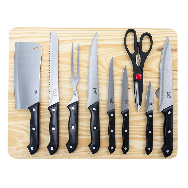 Gibson Home® Wildcraft 10-Piece Cutlery Set with Wooden Cutting Board