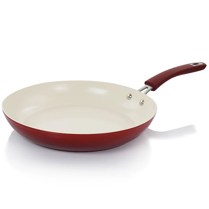 Oster Corbett 12'' Red Nonstick Aluminum Frying Pan