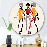 Designart - African American Women Silhouettes II - Modern Metal Circle Wall Art