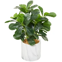 The Novogratz 14" Green Eucalyptus Faux Foliage Artificial Plant with White Marble Pot
