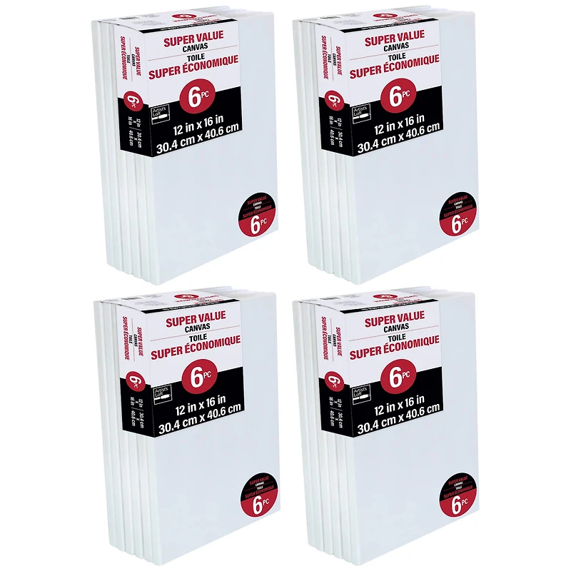 4 Packs: 6 ct. (24 total) 12" x 16" Super Value Canvas by Artist's Loft®