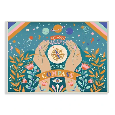Stupell Industries Heart Be Your Compass Phrase Boho Chic Constellations Wall Plaque