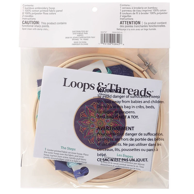 6" Neon Mandala Embroidery Kit by Loops & Threads®