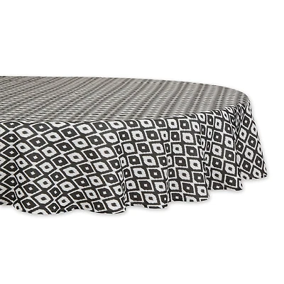 Black Ikat Outdoor Tablecloth 60" Round