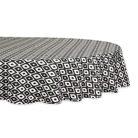 Black Ikat Outdoor Tablecloth 60" Round