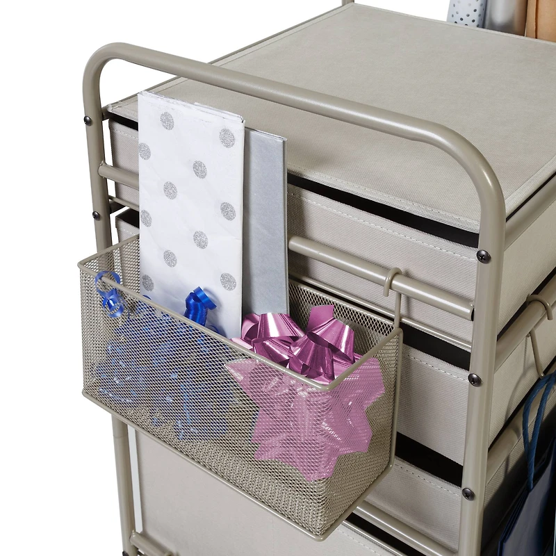 Honey Can Do Taupe Wrapping Paper Storage Cart with Wheels