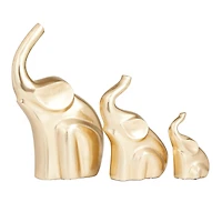 Gold Glam Elephant Sculpture Set 