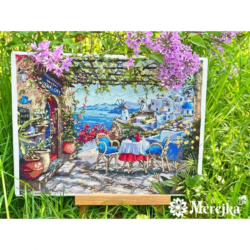 Merejka Santorini View from Terrace Counted Cross Stitch Kit