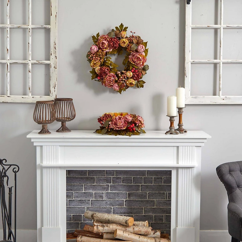 24" Peony & Hydrangea Wreath