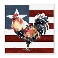 Stupell Industries Americana Rooster Single Star United States Flag Wall Plaque Art