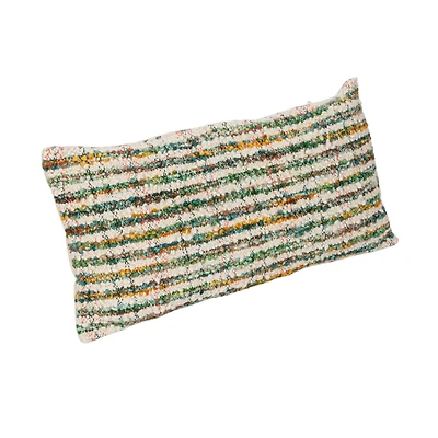 Hello Honey® 24" Multicolor Stripes Woven Cotton Blend Bouclé Lumbar Pillow