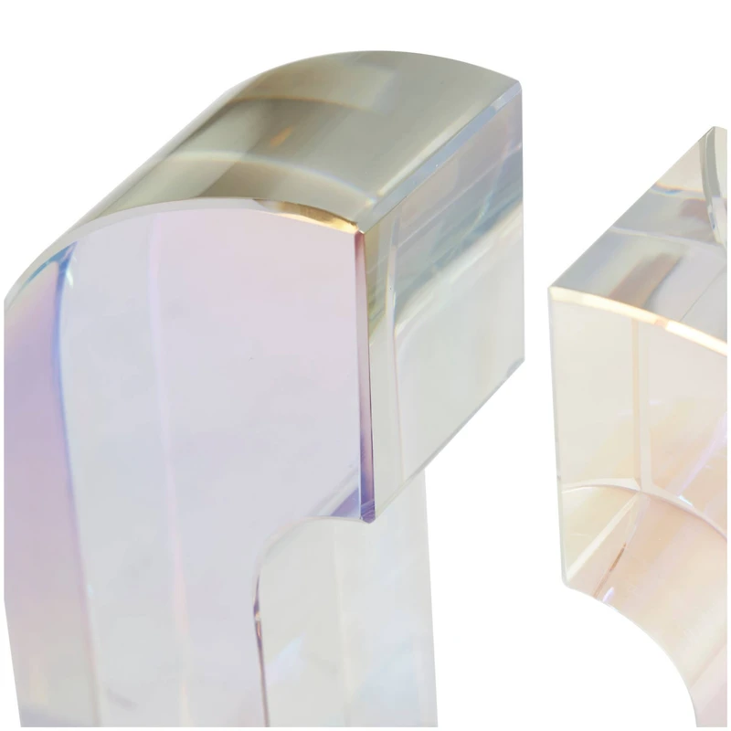 6" Clear Crystal Geometric Arched Bookends Set