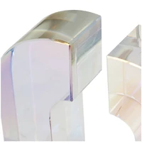 6" Clear Crystal Geometric Arched Bookends Set