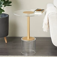 23" Clear Acrylic Accent Table with Gold Stand
