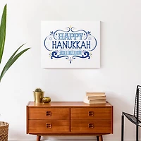 Happy Hanukkah Retro 16x20 Canvas Wall Art