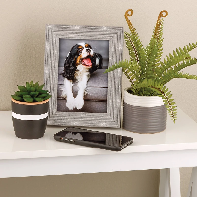 Expressions™ 5" x 7" Gray Ribbed Frame by Studio Décor®