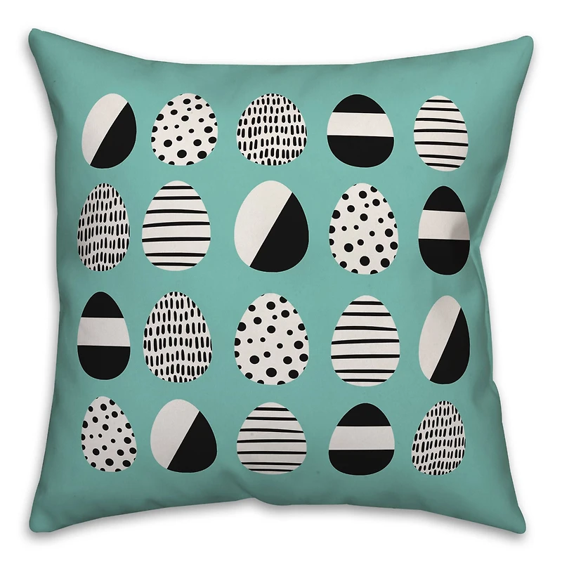 Retro Easter Egg Pattern Throw Pillow